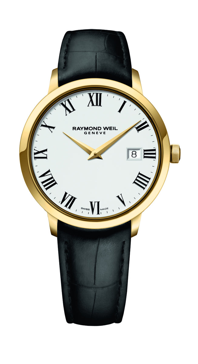 Raymond Weil Toccata White Dial PVD Gold Plated Mens Quartz Watch 39mm 5488-PC-00300