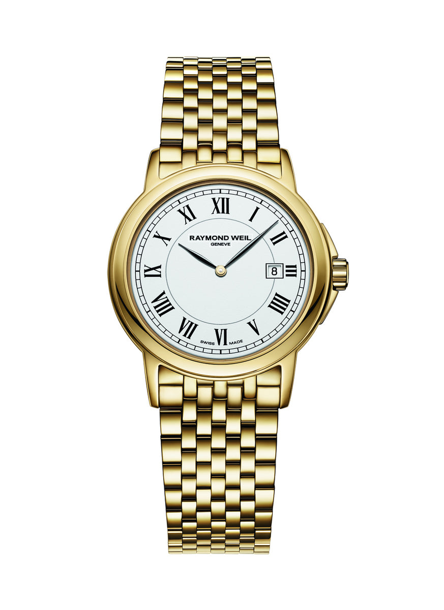 Raymond Weil Tradition White Dial Dial PVD Gold Plated Womens Quartz Watch 5966-P-00300