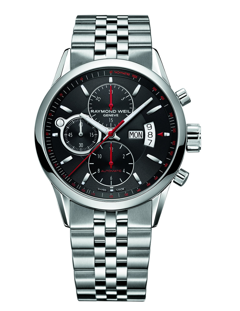 Raymond Weil Freelancer Black Dial Stainless Steel Chronograph Mens Watch 7730-ST-20041