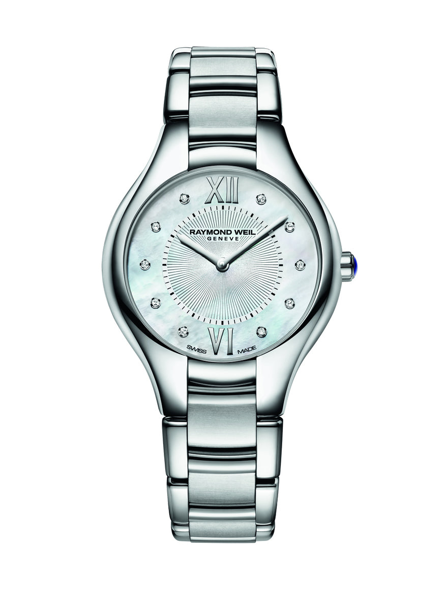 Raymond Weil Noemia Mother of Pearl Diamond Dot Dial Stainless Steel Womens Quartz Watch 32mm 5132-ST-00985