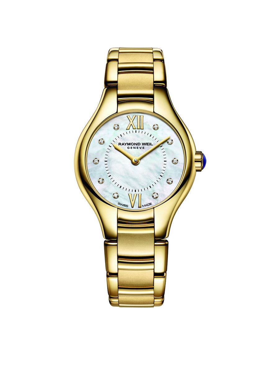 Raymond Weil Noemia Mother of Pearl Diamond Dot Dial PVD Gold Plated Womens Quartz Watch 24mm 5124-P-00985