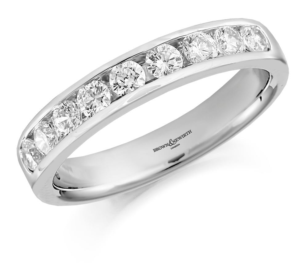 Brown & Newirth Platinum 0.50ct Brilliant Cut Diamond Channel Set Half Eternity Ring HET264