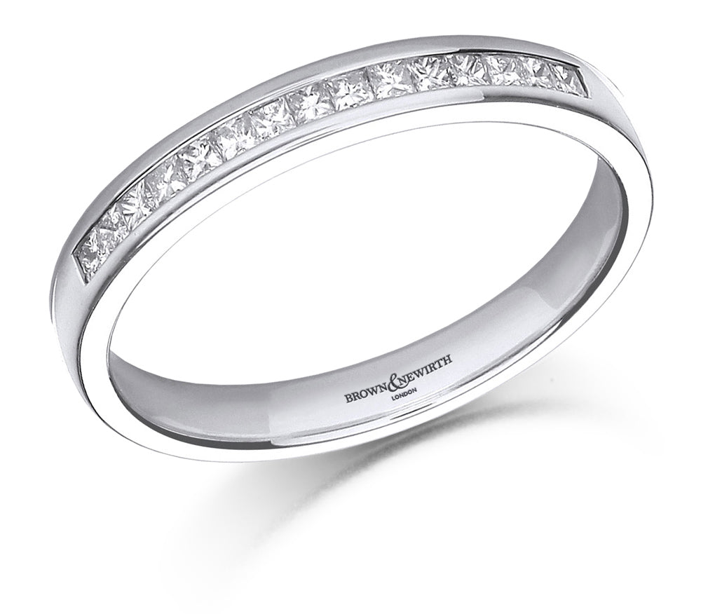 Brown & Newirth 18ct White Gold 0.20ct Princess Cut Diamond Channel Set Half Eternity Ring HET142