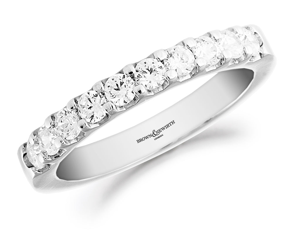 Brown & Newirth Platinum 0.50ct Brilliant Cut Diamond Claw Set Half Eternity Ring HET398