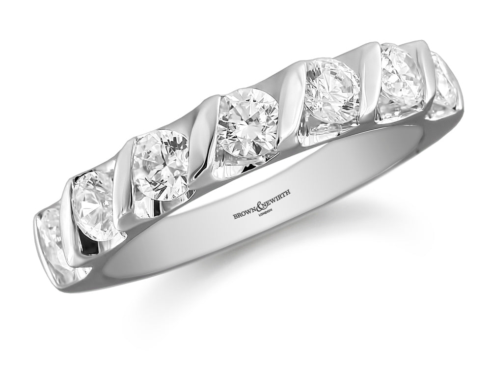 Brown & Newirth Platinum 1.00ct Brilliant Cut Diamond Bar Set Half Eternity Ring HET704