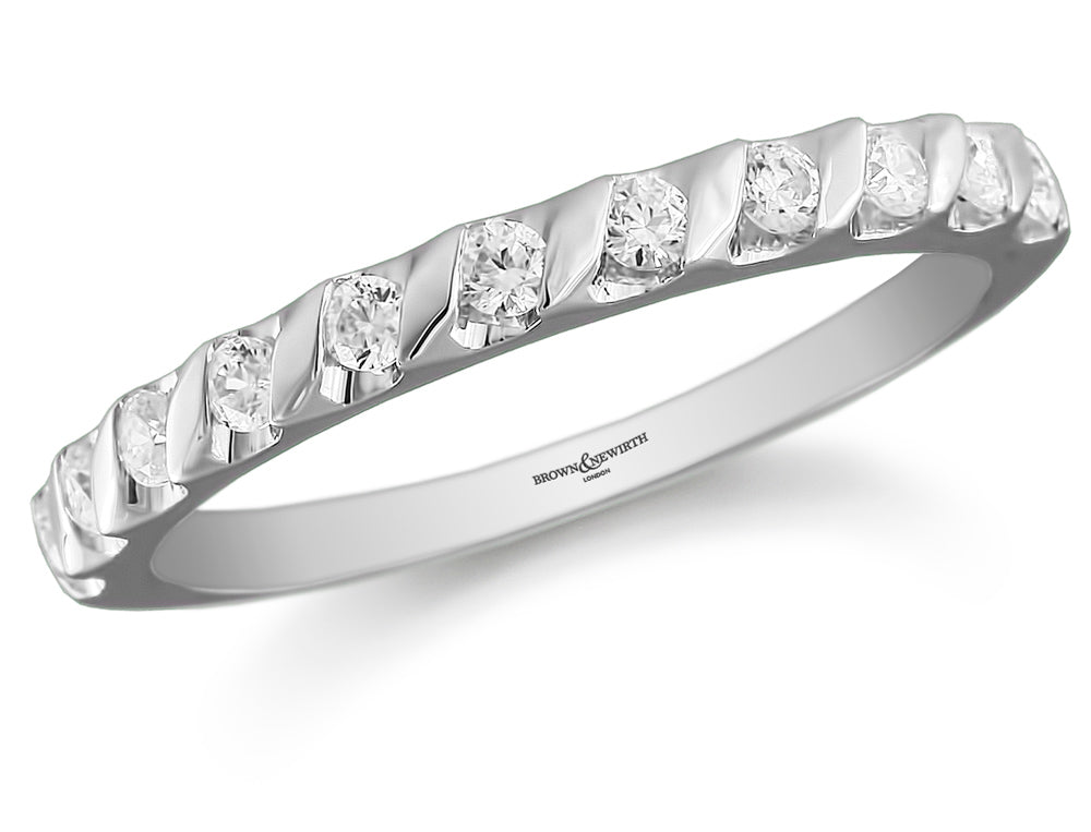 Brown & Newirth Platinum 0.25ct Brilliant Cut Diamond Bar Set Half Eternity Ring HET701