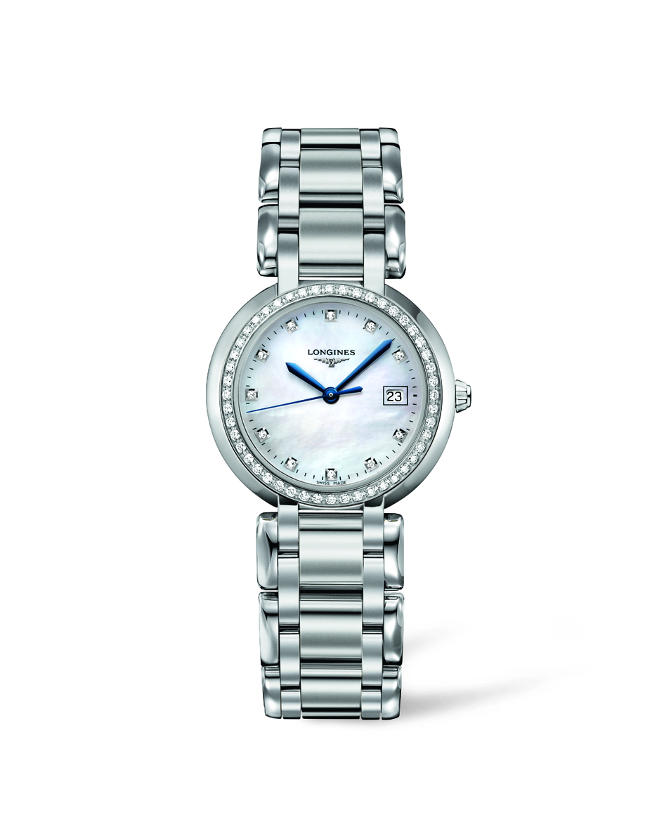 Longines PrimaLuna Mother of Pearl Dial Diamond Set Stainless Steel Womens Quartz Watch L81120876