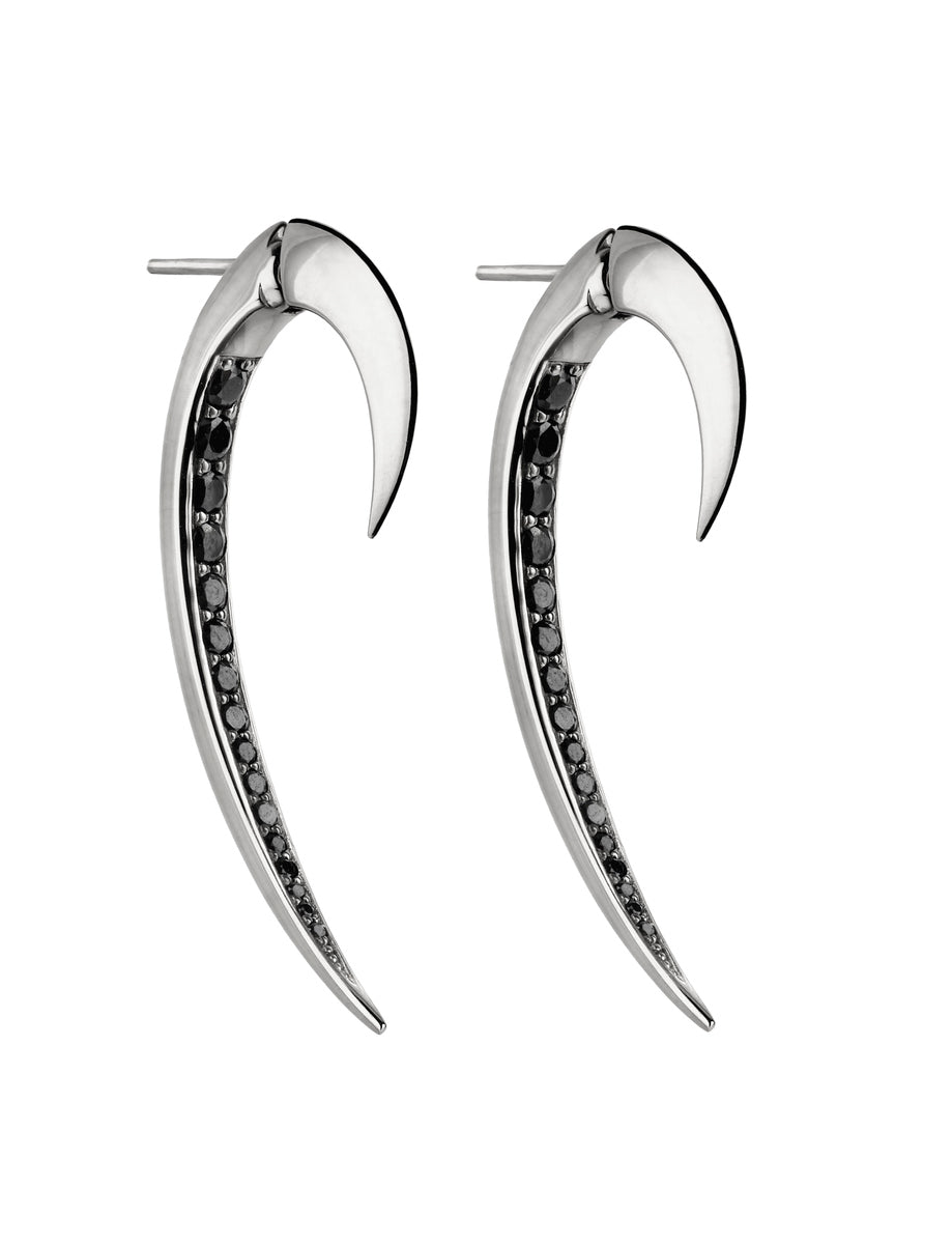 Shaune Leane Sterling Silver & Black Spinel Signature Tusk Hook Special Edition Earrings (size 1) SLS266BS