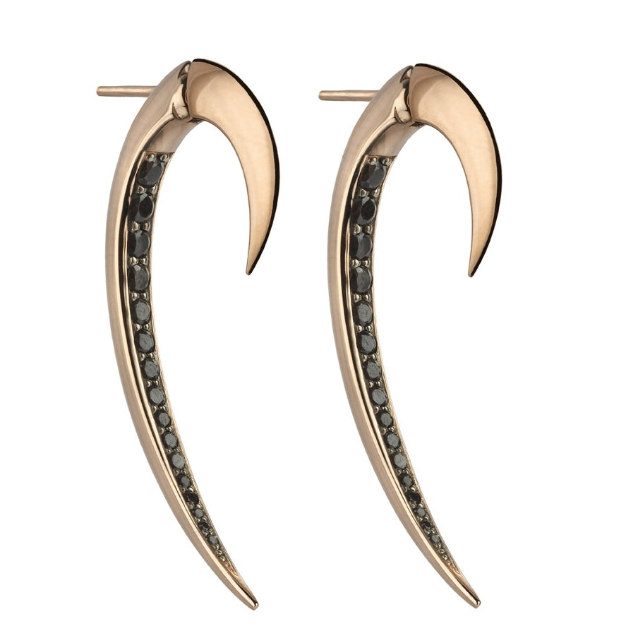 Shaune Leane Rose Gold Vermeil & Black Spinel Signature Tusk Hook Special Edition Earrings (size 1) SLS275RGBS