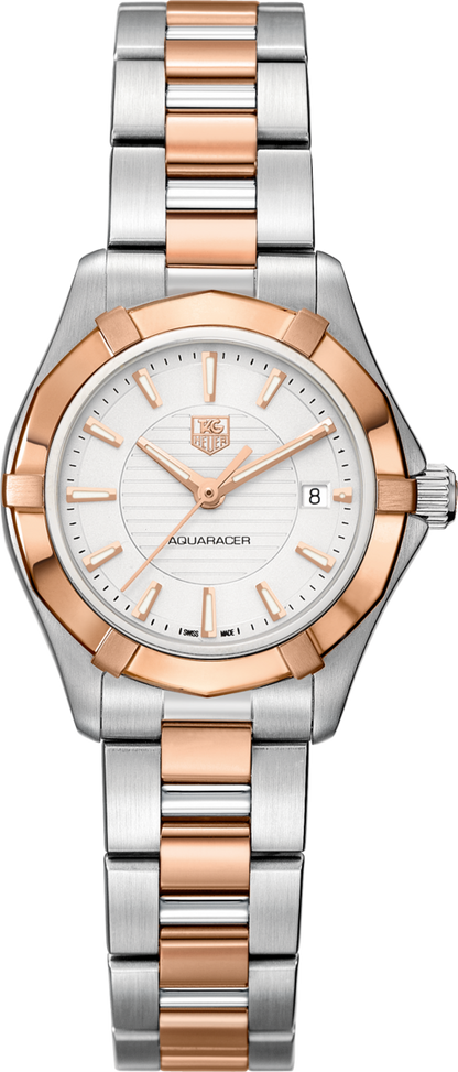 TAG Heuer Aquaracer Rose Gold Two Tone Womens Quartz Watch WAP1450.BD0837