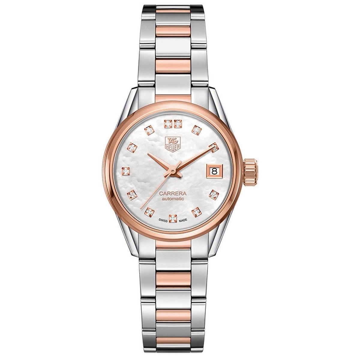 TAG Heuer Carrera Lady Mother of Pearl Diamond Set Dial Two Tone Womens Watch WAR2452.BD0772