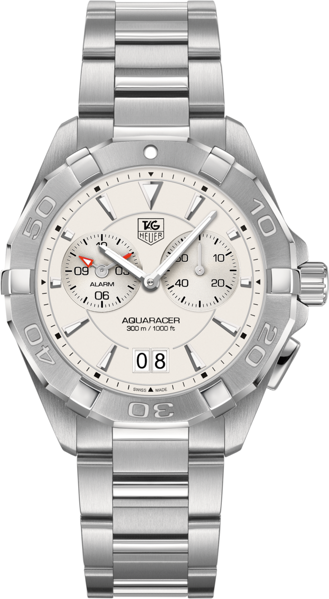 TAG Heuer Aquaracer Silver Dial Stainless Steel Mens Quartz Alarm Watch WAY111Y.BA0928