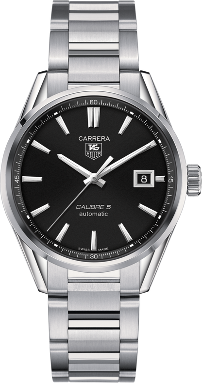 TAG Heuer Carrera Calibre 5 Black Dial Automatic Stainless Steel Mens Watch WAR211A.BA0782