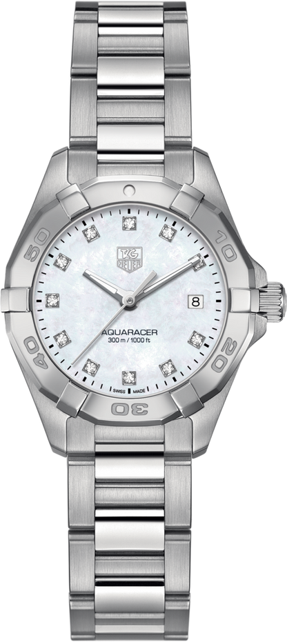 TAG Heuer Aquaracer Lady Mother of Pearl Diamond Set Dial Stainless Steel Womens Quartz Watch WAY1413.BA0920