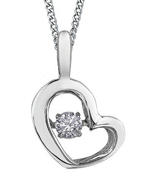 9ct Canadian White Gold Pulse Diamond Set Heart Pendant Necklace P3113/W/10C-9