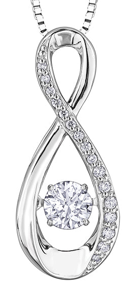 9ct Canadian White Gold Pulse Diamond Set Infinity Pendant Necklace P3173W/30C-10
