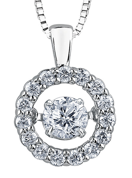 9ct Canadian White Gold Pulse Diamond Set Circle Pendant Necklace P3066W/35C-10