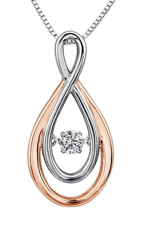 9ct Canadian White Gold & Rose Gold Pulse Diamond Set Infinity Pendant Necklace P3126R/10C-9