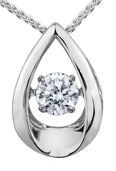 9ct Canadian White Gold Pulse Diamond Set Teardrop Pendant Necklace P3107W/10C-10
