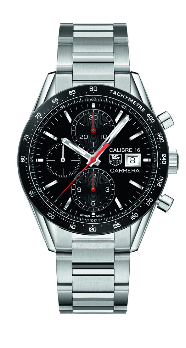 TAG Heuer Carrera Calibre 16 Black Dial Stainless Steel Mens Chronograph Watch CV201AK.BA0727
