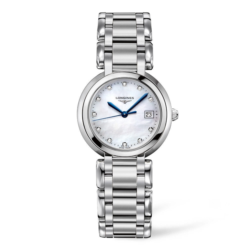 Longines PrimaLuna Mother of Pearl Dial Diamond Set Stainless Steel Womens Quartz Watch L81124876