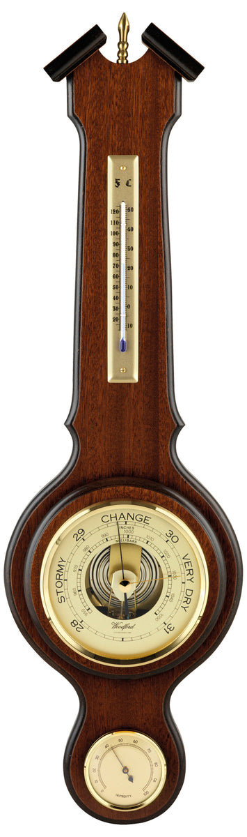 Woodford Mahogany Regency Aneroid Banjo Barometer Thermometer & Hygrometer 1608