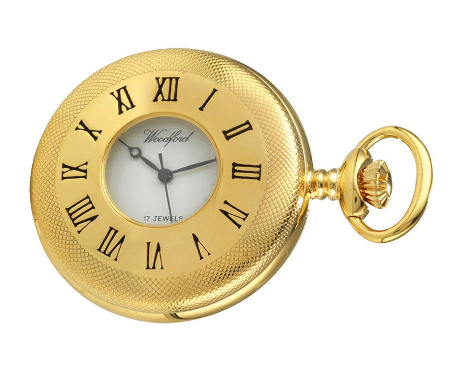 Woodford Gold Plated Mechanical Half Hunter Pocket Watch