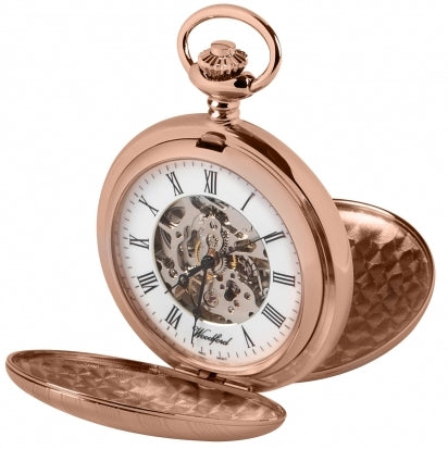 Woodford Rose Gold Plated Mechanical Double Hunter Pocket Watch