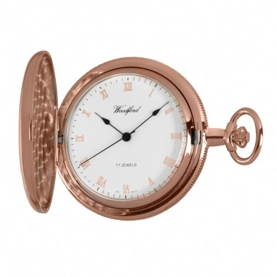 Woodford Rose Gold Plated Mechanical Full Hunter Pocket Watch