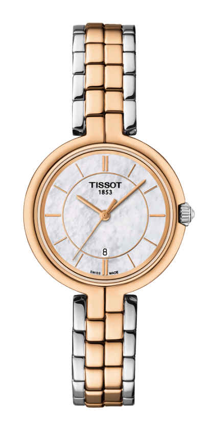 Tissot Flamingo Mother of Pearl Dial Two Tone Womens Quartz Watch T0942102211100