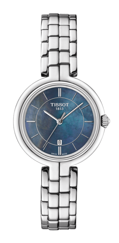 Tissot Flamingo Black Mother of Pearl Dial Stainless Steel Womens Quartz Watch T0942101112100