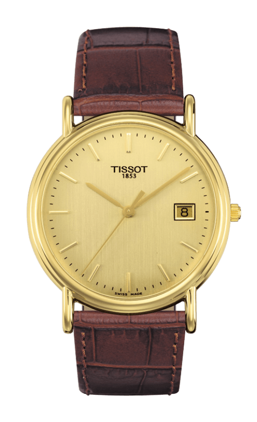 Tissot Carson Champagne Dial 18ct Gold Mens Quartz Watch T71342921