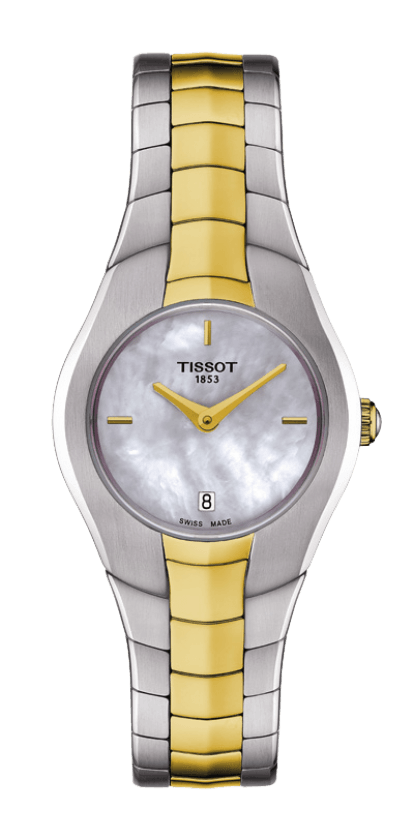 Tissot T-Round White Mother of Pearl Dial Two Tone Womens Quartz Watch T0960092211100
