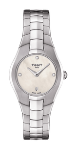Tissot T-Round White Mother of Pearl Diamond Set Dial Stainless Steel Womens Quartz Watch T0960091111600