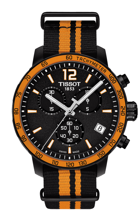 Tissot Quickster NATO Black Dial Black PVD Mens Quartz Chronograph Watch T0954173705700