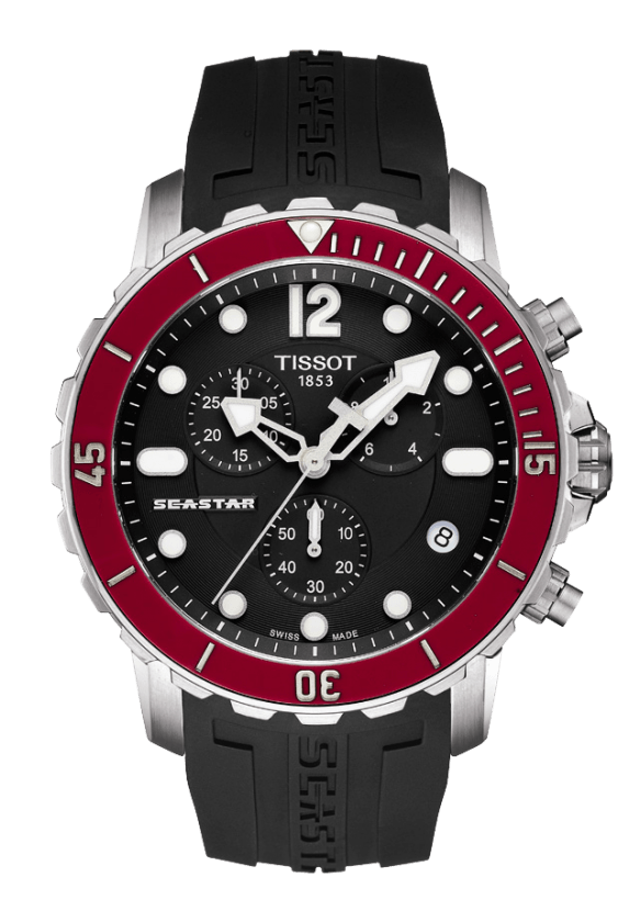 Tissot Seastar 1000 Black Dial Stainless Steel on Black Rubber Mens Quartz Watch T0664171705701