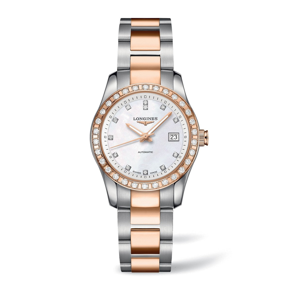 Longines Conquest Classic Mother of Pearl Diamond Set Dial Two Tone Womens Watch L22855887