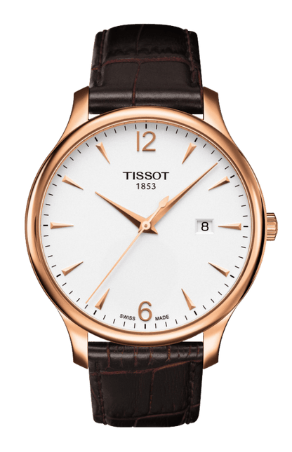 Tissot Tradition Silver Dial PVD Rose Gold Plated Mens Quartz Watch T0636103603700