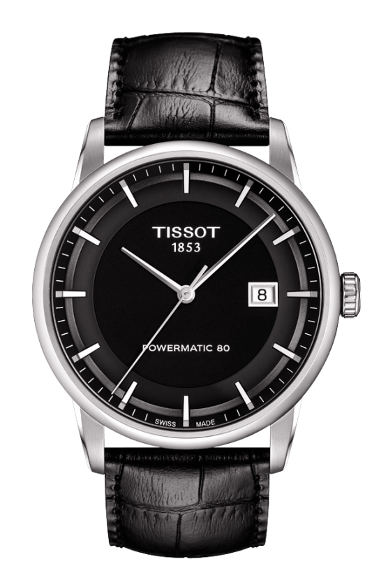 Tissot Luxury Black Dial Stainless Steel Powermatic 80 Mens Watch T0864071605100