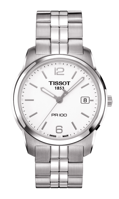 Tissot PR 100 White Dial Stainless Steel Mens Quartz Watch T0494101101700
