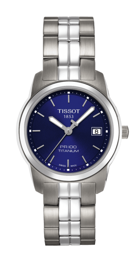 Tissot PR 100 Lady Blue Dial Titanium Womens Quartz Watch T0493104404100