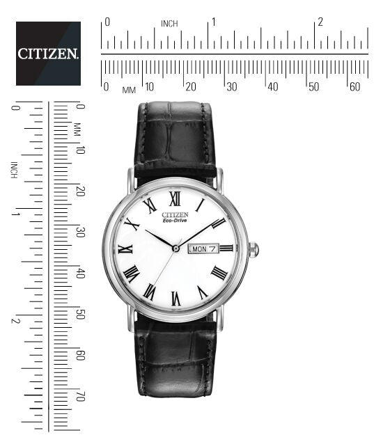 Citizen Eco-Drive White Dial Stainless Steel Day-Date Mens Watch BM8240-11A