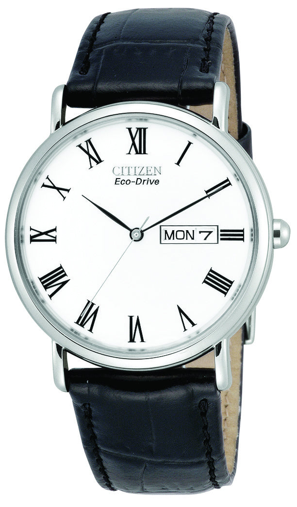 Citizen Eco-Drive White Dial Stainless Steel Day-Date Mens Watch BM8240-11A