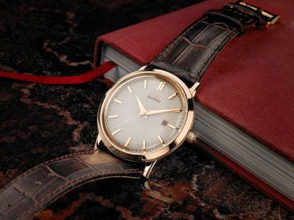 Citizen Eco-Drive Ivory Cream Dial Rose Gold Plated Mens Watch BM7193-07B