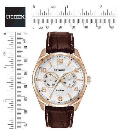 Citizen Eco-Drive White Dial Rose Gold Plated Day-Date Mens Watch AO9023-01A