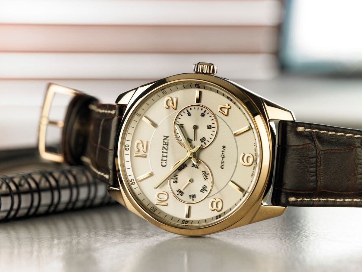Citizen Eco-Drive White Dial Rose Gold Plated Day-Date Mens Watch AO9023-01A