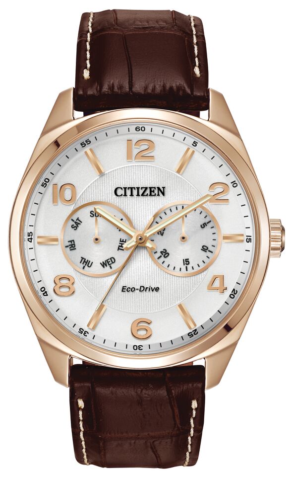 Citizen Eco-Drive White Dial Rose Gold Plated Day-Date Mens Watch AO9023-01A