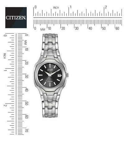 Citizen Eco-Drive Black Dial Titanium Womens Watch EW1400-53H