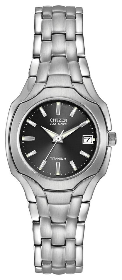 Citizen Eco-Drive Black Dial Titanium Womens Watch EW1400-53H