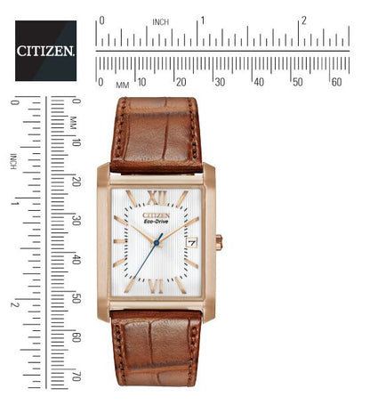 Citizen Eco-Drive White Dial Rose Gold Plated Mens Watch BM6788-05A